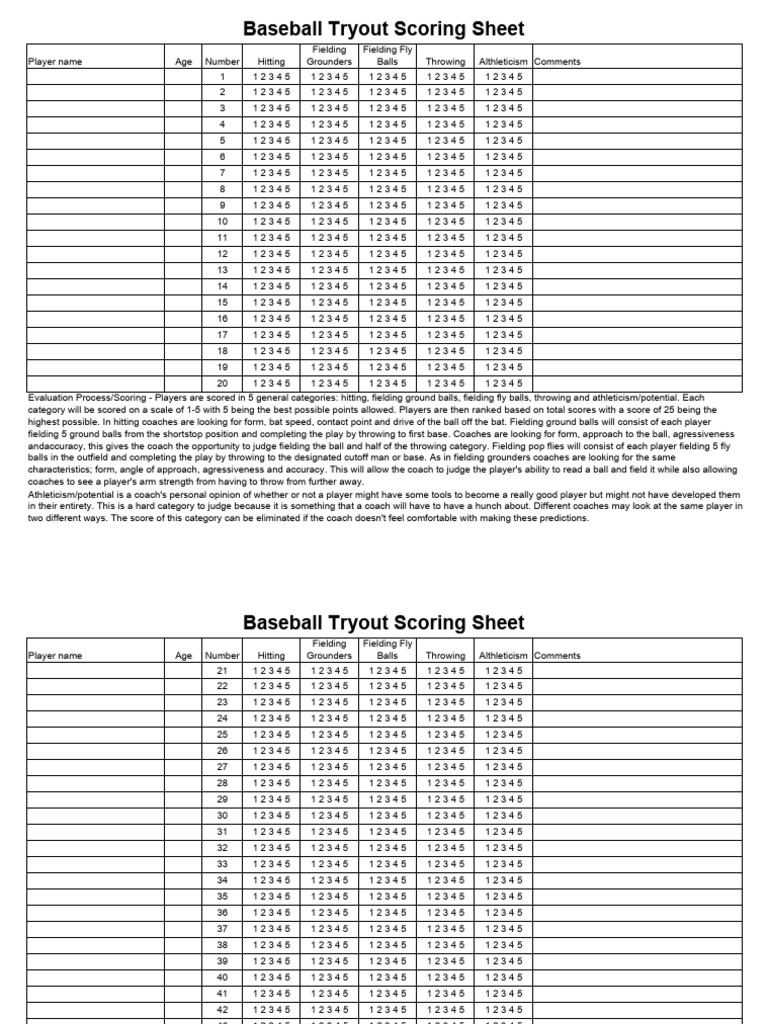 Printable Baseball Scoring Sheet: Free Download Guide