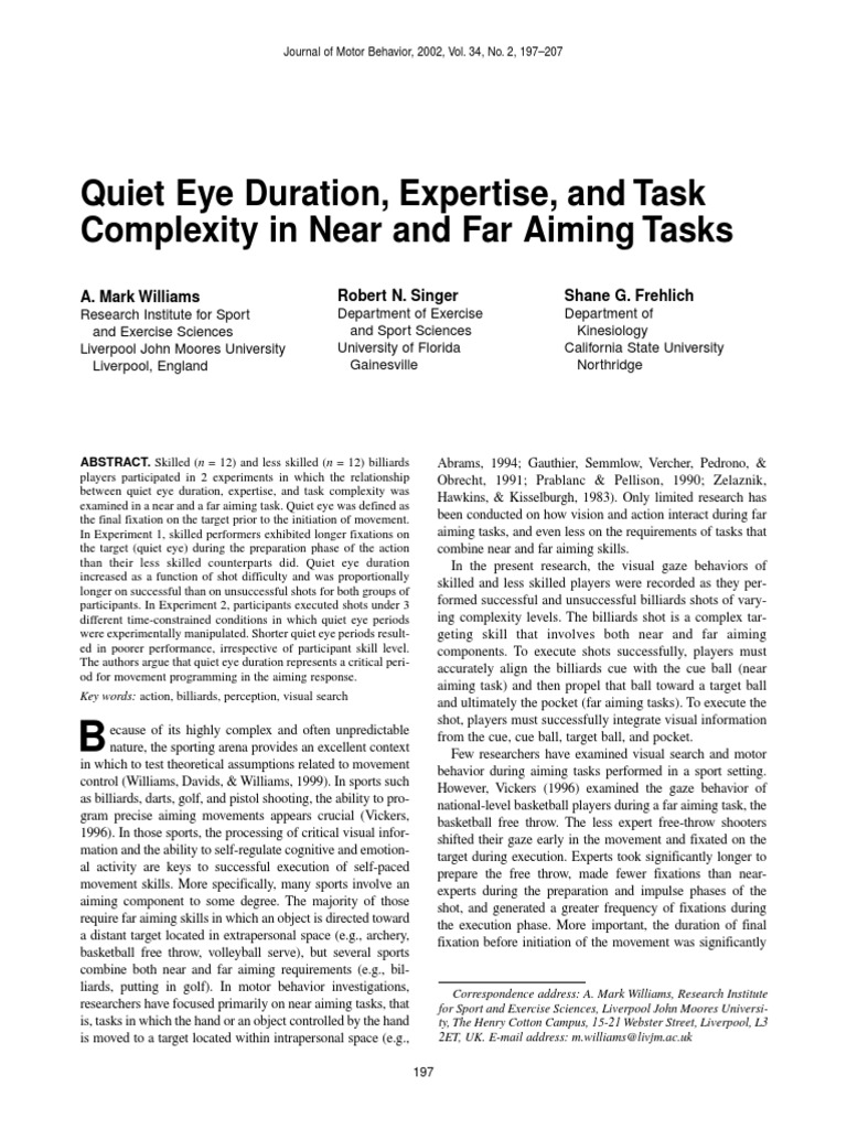 The “Quiet Eye” Approach to Tracking the Baseball