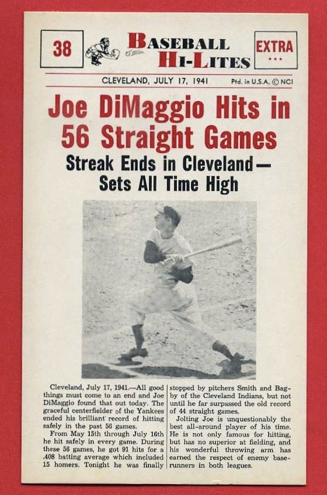 Giuseppe Paolo Dimaggio Jr The Streak